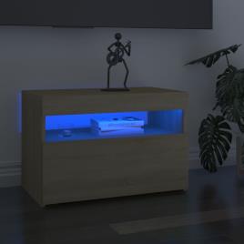 vidaXL Móvel de TV com luzes LED 60x35x40 cm carvalho sonoma
