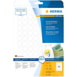 Herma Removable Round Labels 20 25 Sheets Din A4 2400 Units One Size White