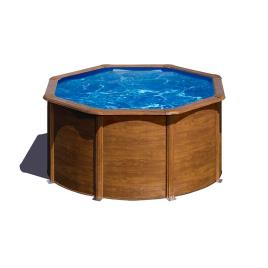 Gre Pools Pacific Steel Wood Aspect Pool 240x120 Cm Ø 240 x 120 cm Brown / Blue