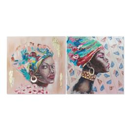 Pintura DKD Home Decor African girl (100 x 3.5 x 100 cm)