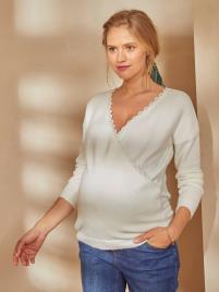 Camisola frente/trás, especial gravidez e amamentação branco claro liso 2