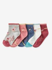 Lote de 5 pares de meias Oeko-Tex®, Lama rosa escuro bicolor/multicolor