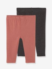 Lote de 2 leggings compridas, para bebé menina vermelho medio bicolor/multico