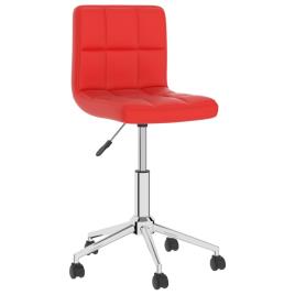 vidaXL Cadeira de jantar giratória couro artificial vermelho