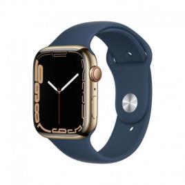 Apple Watch Series 7 GPS + Cellular 45mm Gold Stainless Steel With Abyss Blue Sport Band - Regular - 0194253100942