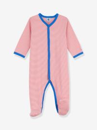 Pijama para bebé, às riscas, em algodão biológico, da Petit Bateau vermelho claro as riscas