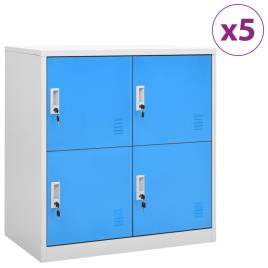 vidaXL Cacifos 5 pcs 90x45x92,5 cm aço cinzento-claro e azul