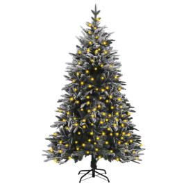 vidaXL Árvore de Natal artificial com luzes LED e neve PVC e PE 150 cm