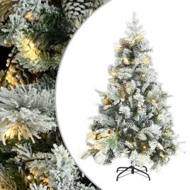 vidaXL Árvore de Natal c/ flocos de neve LEDs e pinhas 150cm PVC e PE