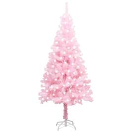 Árvore de Natal Artificial C/ Luzes Led/suporte 120 cm Pvc Rosa