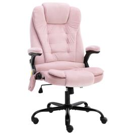 vidaXL Cadeira de escritório c/ função de massagem veludo rosa