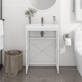 vidaXL Estrutura p/ lavatório casa de banho ferro 59x38x83 cm branco