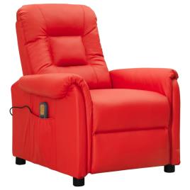 vidaXL Poltrona massagens reclinável couro artificial vermelho