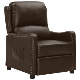 vidaXL Cadeira reclinável couro artificial brilhante castanho