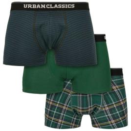 Urban Classics Boxer 3 Unidades 3XL Plaid / Bottle Green / Dark Blue / Dark Green