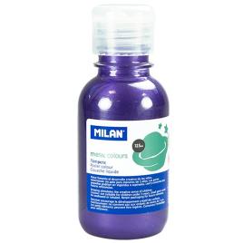 Milan Botella de Tempera - 125ml - Tapon Dosificador - Secado Rapido - Mezclable - Color Violeta Metalizado