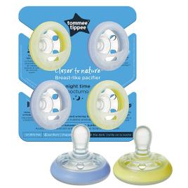 Tommee Tippee Chupeta Infantil Breast Form Night 4x 0-6 Months Multicolor