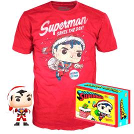 Funko Pop And Short Sleeve T-shirt Dc Comics Superman Exclusive Flocked Colorido L