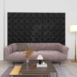 vidaXL Painéis de parede 3D 48 pcs 50x50 cm 12 m² origami preto