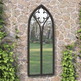 vidaXL Espelho de jardim p/ uso exterior ferro 70x45 cm preto