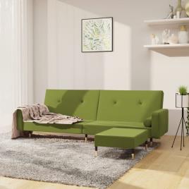 vidaXL Sofá-cama de 2 lugares com apoio de pés veludo verde-claro
