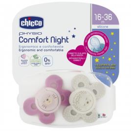 Chicco Physio Comfort Chupeta Night Silicone Rosa 16-36m x2