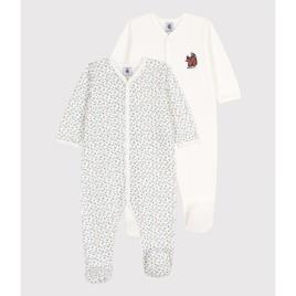 Petit Bateau Lote de 2 pijamas flores, em algodão, para bebé