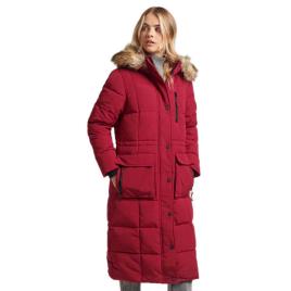 Superdry Longline Faux Fur Everest Coat Vermelho S