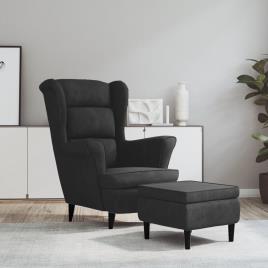 vidaXL Cadeira com apoio de braços e banco veludo cinzento-escuro