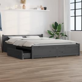 vidaXL Estrutura de cama com gavetas 160x200 cm cinzento