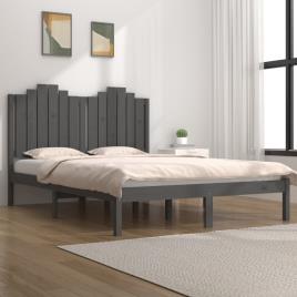 vidaXL Estrutura de cama 140x200 cm madeira de pinho maciça cinzento