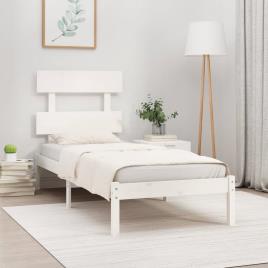 vidaXL Estrutura cama de solteiro 90x190 cm madeira maciça branco