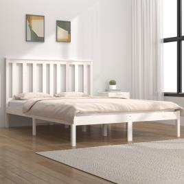 vidaXL Estrutura de cama dupla pequena 120x190 cm pinho maciço branco