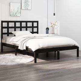 vidaXL Estrutura de cama dupla 135x190 cm madeira maciça preto