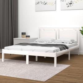 vidaXL Estrutura de cama dupla 135x190 cm madeira maciça branco