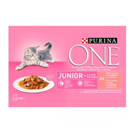 Purina One Junior Salmão saqueta em molho para cães - Pack 4