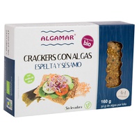 Crackers com Algas, Espelta e Sésamo Bio 160 g - Algamar
