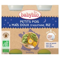 Petits Pots Bonne Nuit Petits Pois-Maïs-Riz Bio (dès 6 mois) 2 unidades de 200ml - Babybio