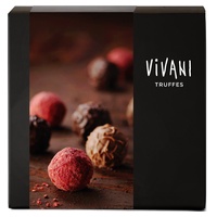 Variedade de trufas de chocolate orgânico 100 g (Avelã - Chocolate - Framboesa) - Vivani