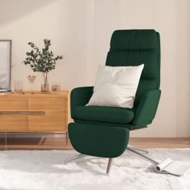 vidaXL Cadeira de descanso c/ apoio de pés tecido verde-escuro
