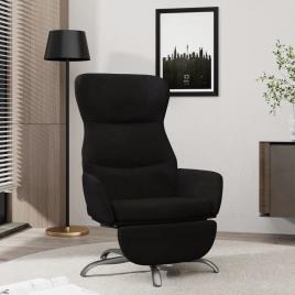 vidaXL Cadeira de descanso c/ apoio de pés microfibra preto