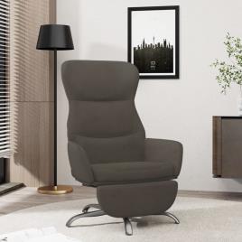 vidaXL Cadeira de descanso c/ apoio de pés microfibra cinzento-escuro