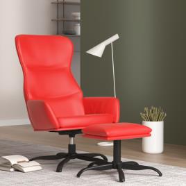 vidaXL Cadeira de descanso com banco couro artificial vermelho