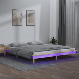 vidaXL Estrutura de cama c/ LEDs 160x200 cm madeira maciça
