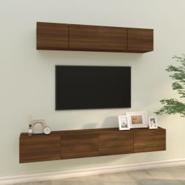 vidaXL 4 pcs conjunto móveis TV derivados de madeira carvalho castanho