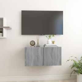 vidaXL Móvel de TV suspenso madeira processada 60x30x30 cm cinza