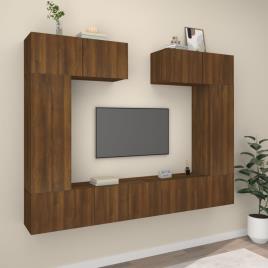 vidaXL 6 pcs conjunto móveis TV derivados de madeira carvalho castanho