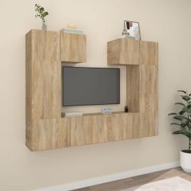 vidaXL 6 pcs conjunto móveis TV derivados de madeira carvalho sonoma