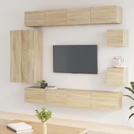 vidaXL 8 pcs conjunto móveis TV derivados de madeira carvalho sonoma