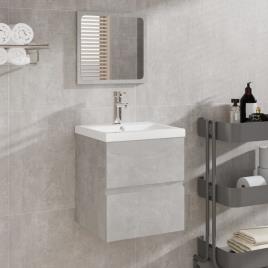 vidaXL Armário de casa de banho com lavatório e espelho cinza cimento